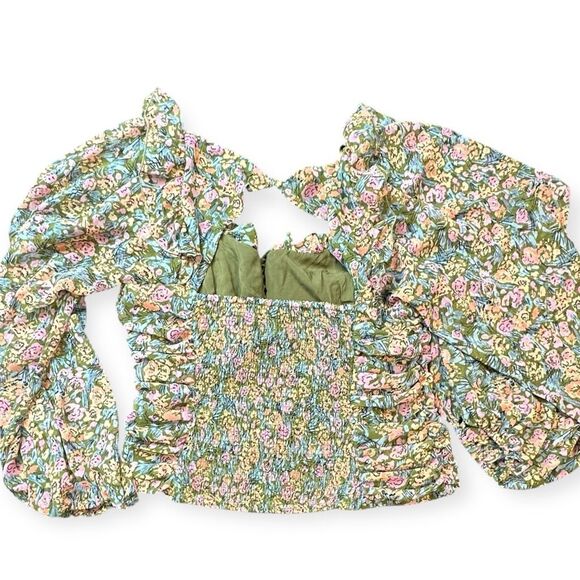 FREE PEOPLE Women’s Garden Combo Mabel Printed Long Sleeve Blouse Size Large - Picture 5 of 9